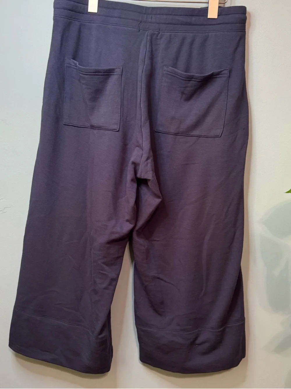 Quince SuperSoft Fleece Crop Wide Leg Pants in Navy Blue. Women’s Large - Picture 8 of 15
